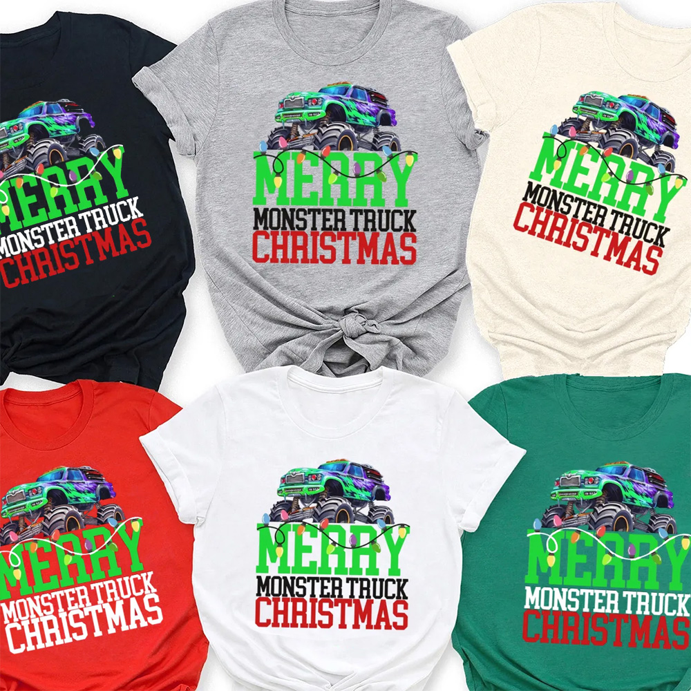 Monster Truck Christmas Family Matching T-Shirts