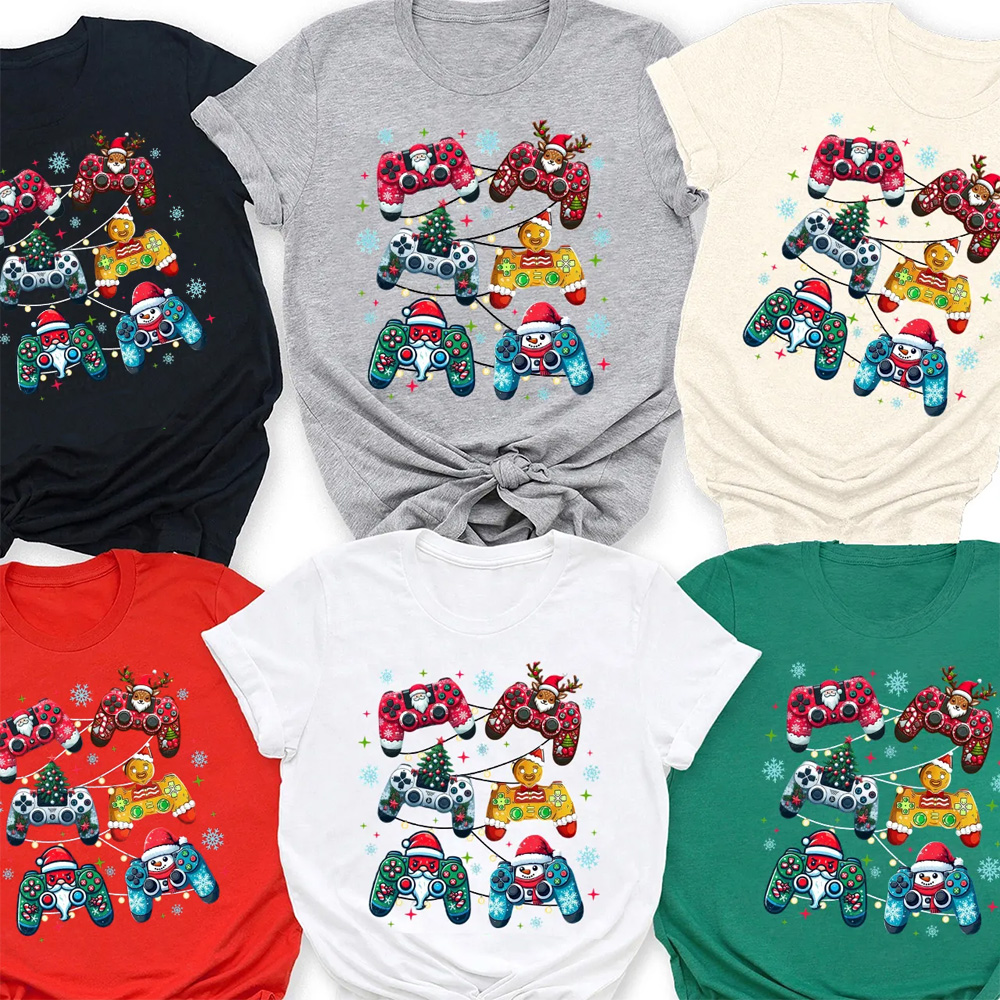 Retro Christmas Gaming Controller Family Matching T-Shirts