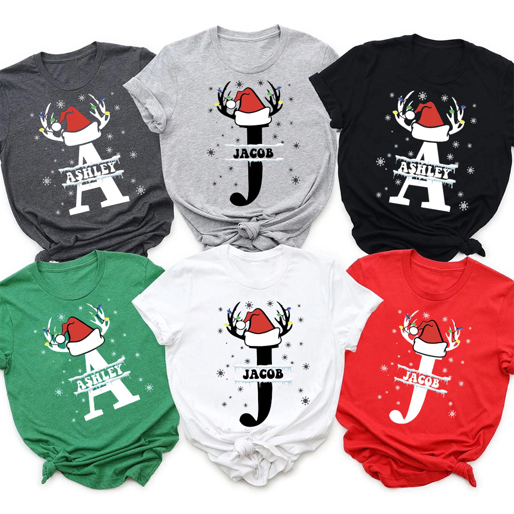 Custom Gift Monogrammed Family Christmas Shirts