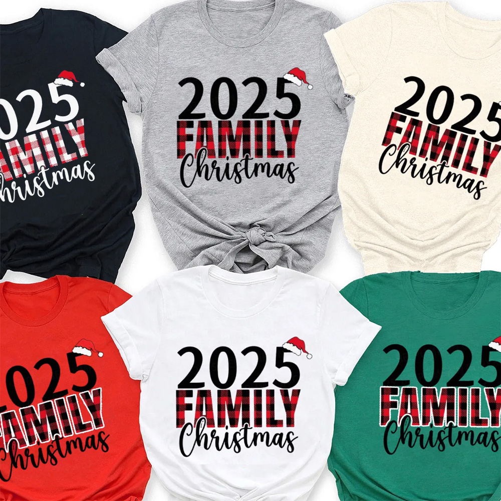 Merry Plaid Christmas Family Matching T-Shirts