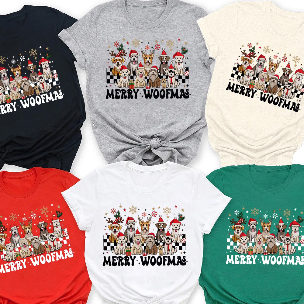 Merry Woofmas Christmas Family Matching T-Shirts
