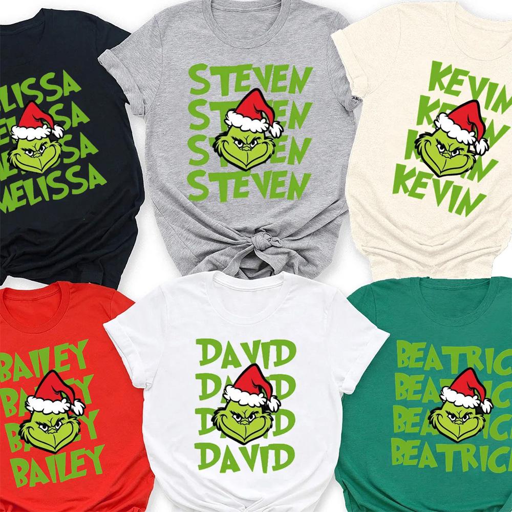 Personalized Green Name Family Matching T-Shirts