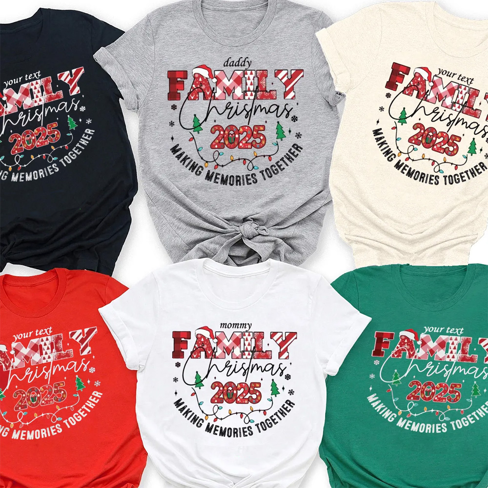 Personalized Holiday Family Cheer Family Matching T-Shirts