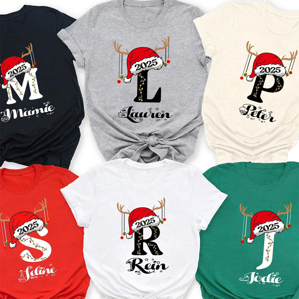 Personalized Name Family Christmas Matching T-shirts