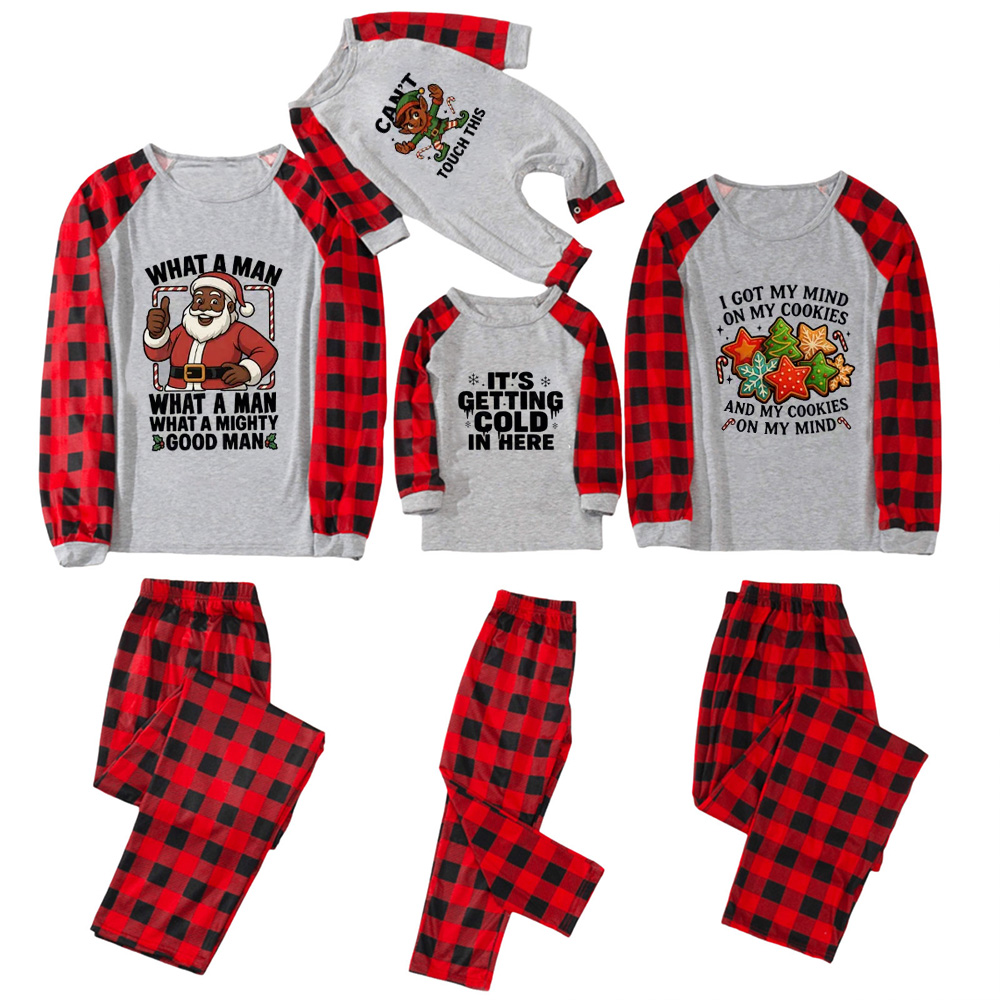 Personalized Brown Santa Christmas Family Matching Pajamas