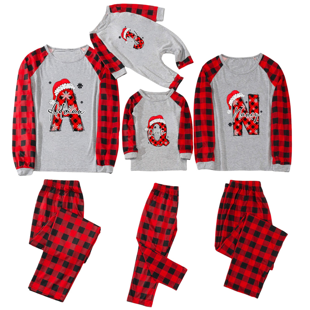 Personalized Santa Style Alphabet Christmas Family Matching Pajamas