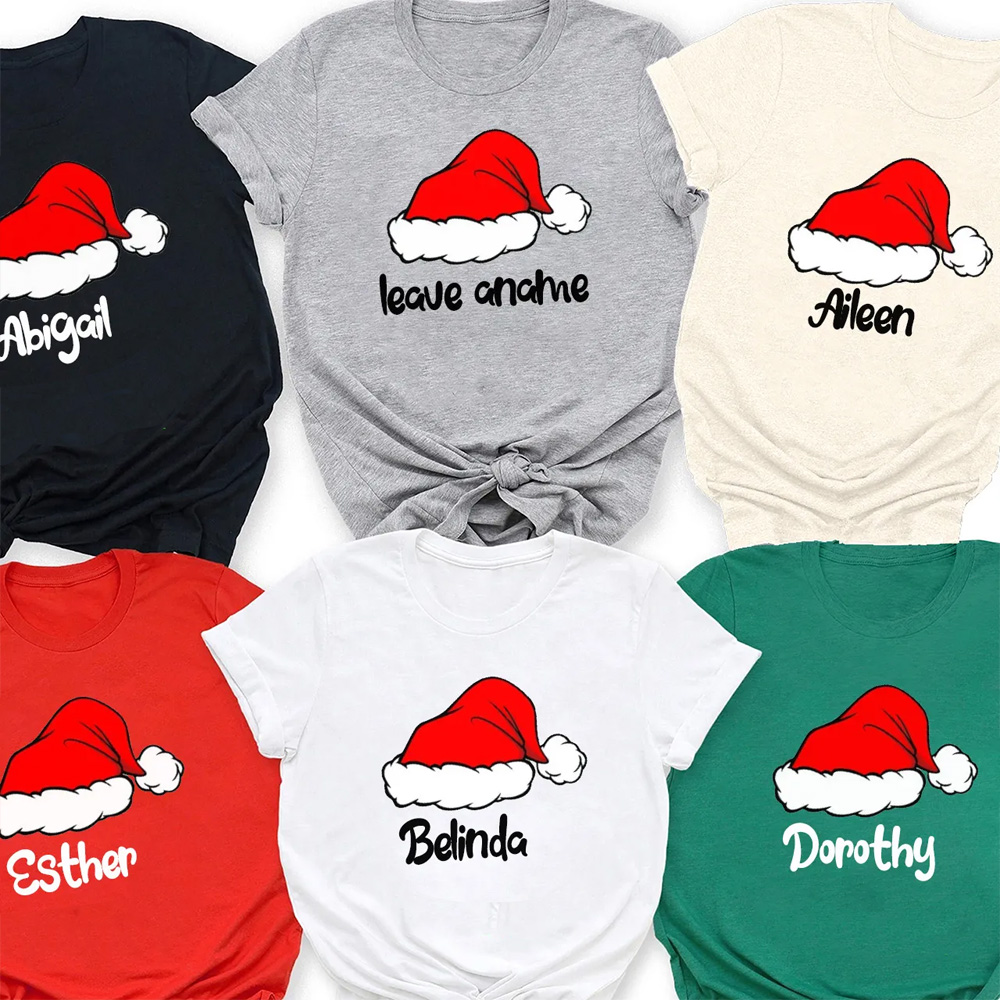 Red Santa Hat Custom Family T-Shirt