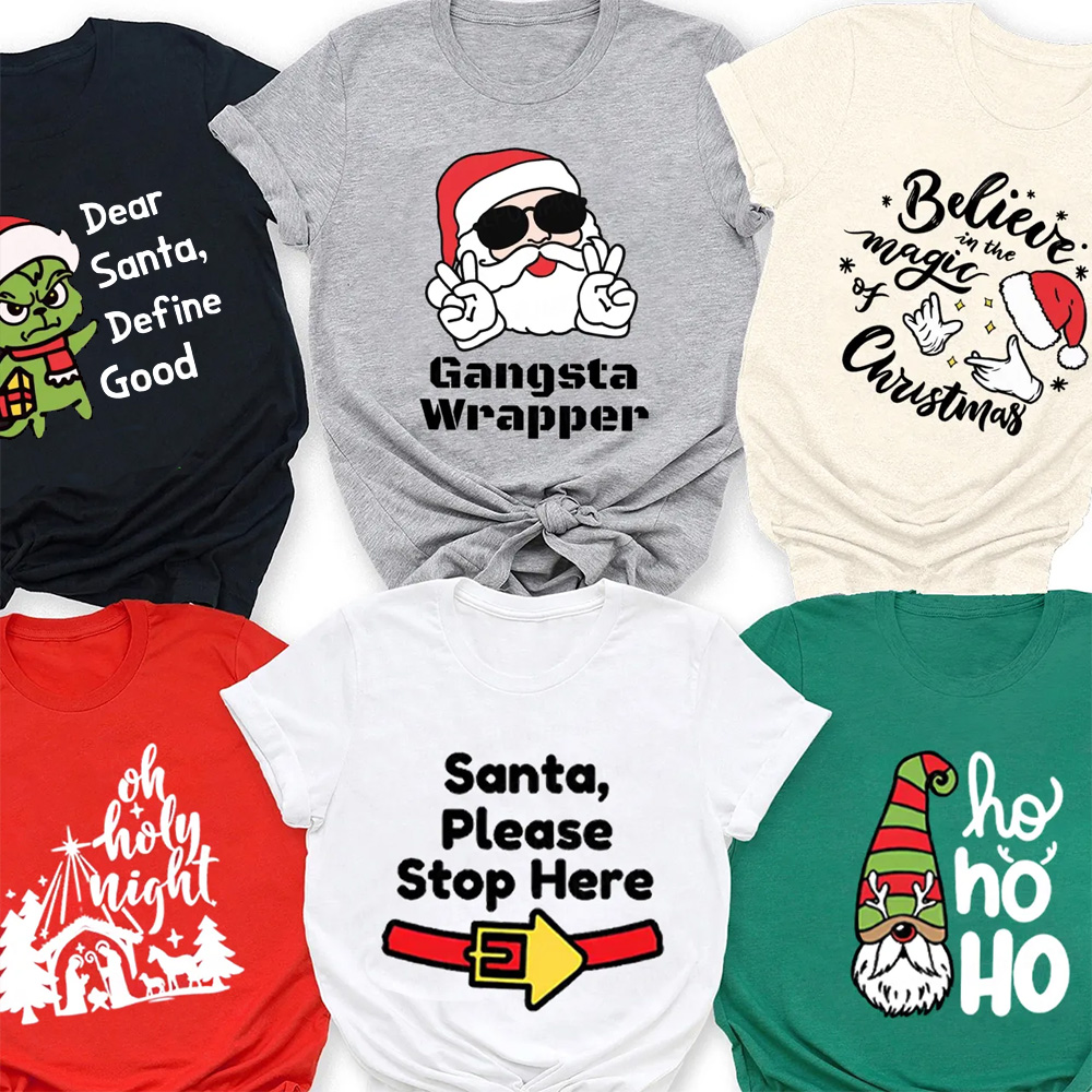 Personalized Joyful Holiday Christmas Family Matching T-Shirts
