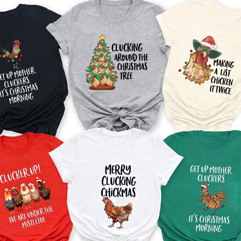 Personalized Funny Chicken Farm Christmas Matching T-Shirts