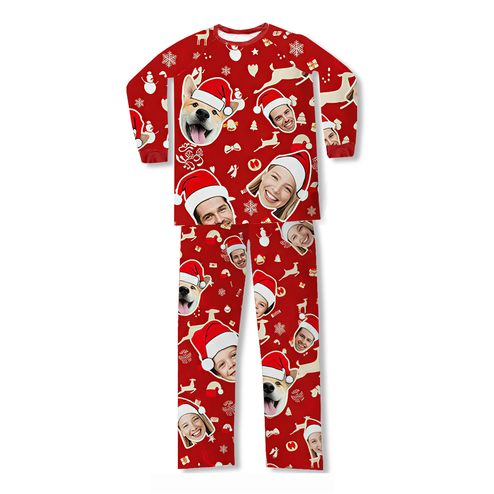 Personalized Photo Red Christmas Family Pajama Set