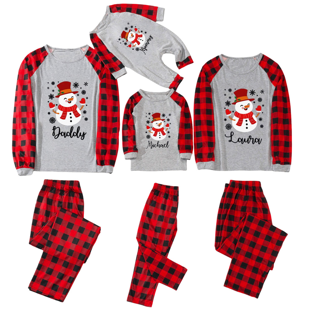 Personalized Happy Snowman Christmas Family Matching Pajama Set