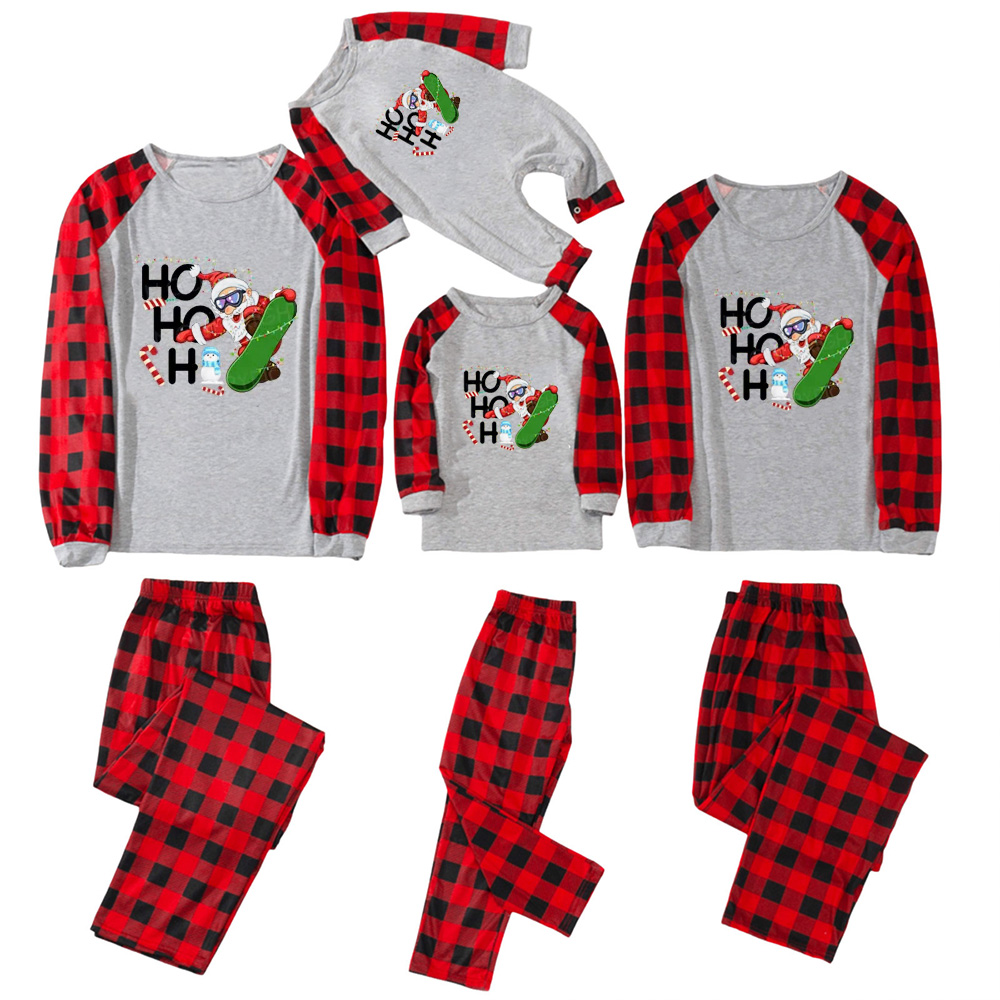 Hohoh Santa Claus Skiing Matching Pajamas For Family