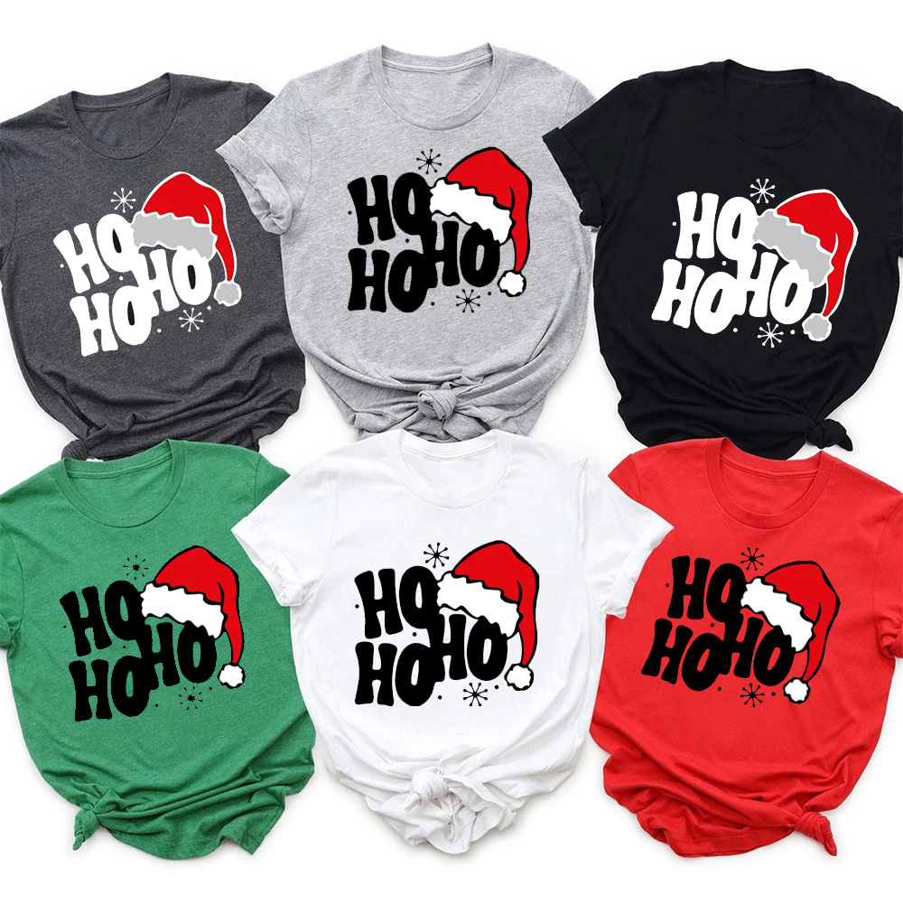 Retro Merry Christmas Ho Ho Ho Matching Tees For Family