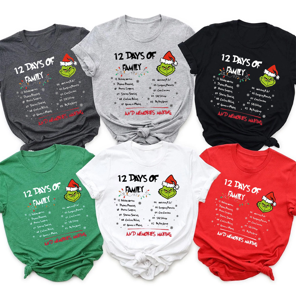 12 Days Of Family Christmas Family Matching T-Shirts
