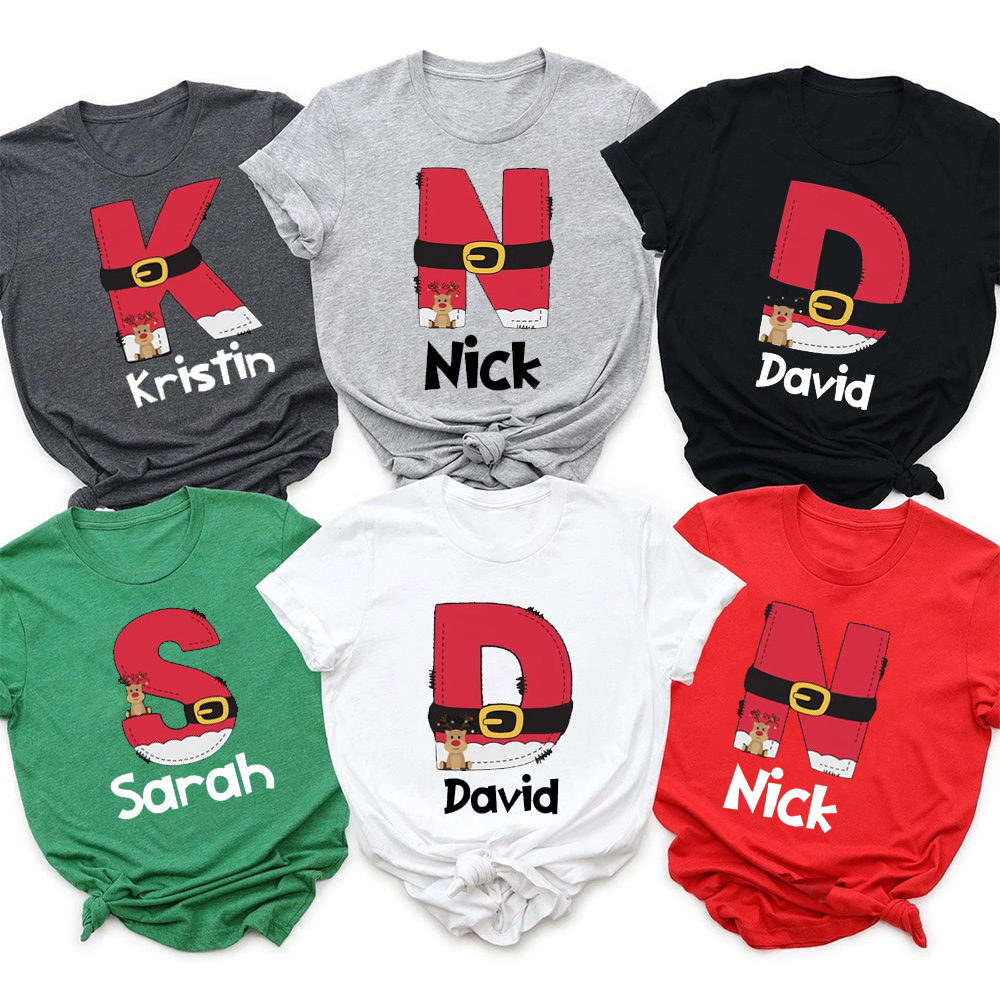 Personalized Leather Belt With Letters Family Matching T-Shirts