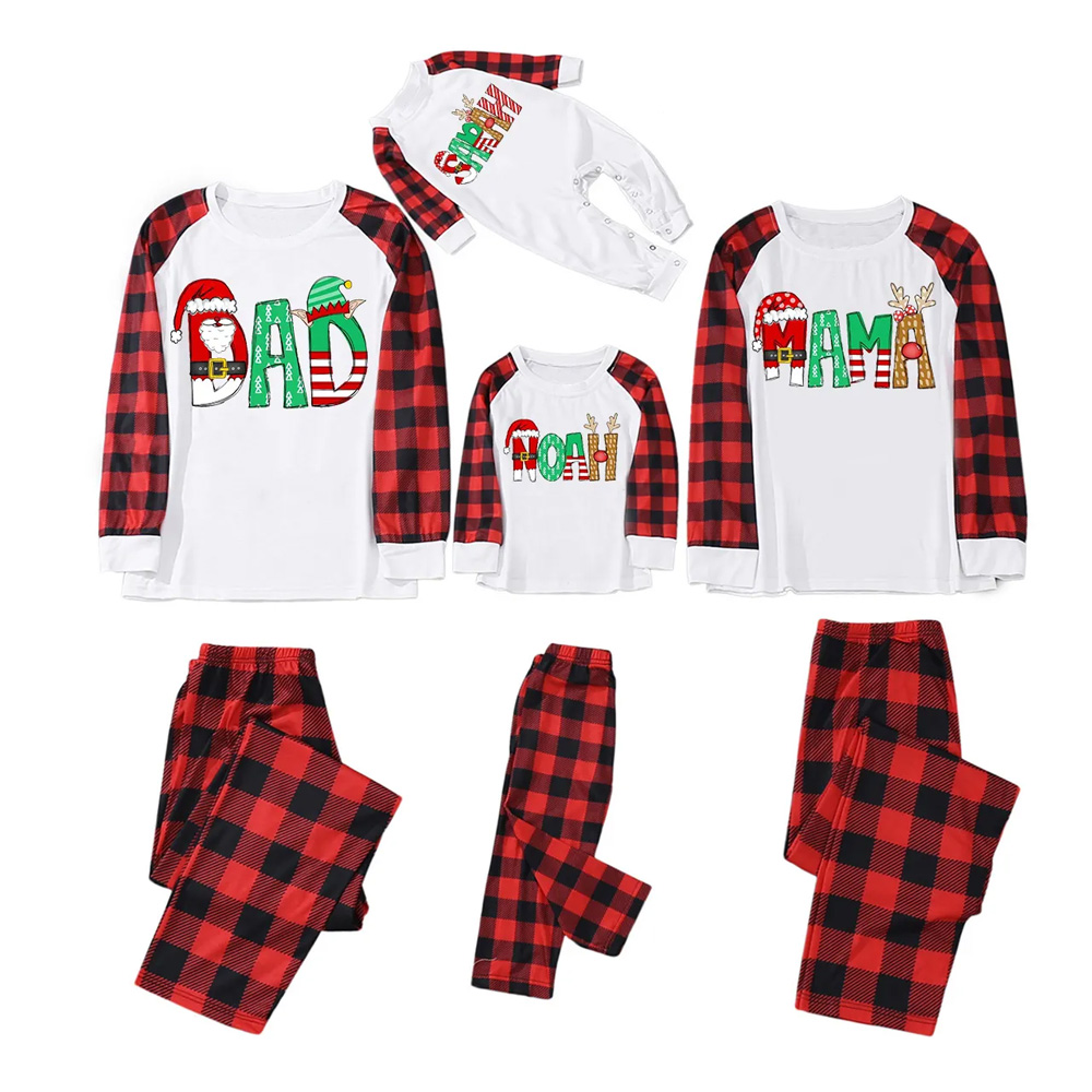 Personalized Cartoon Font Santa Family Matching Pajamas