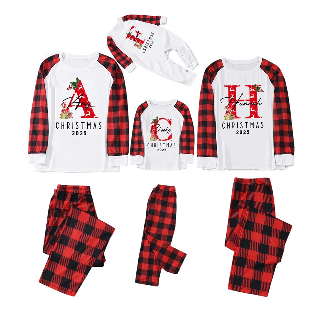 Personalized Monogrammed 2025 Family Christmas Gift Pajamas For Family