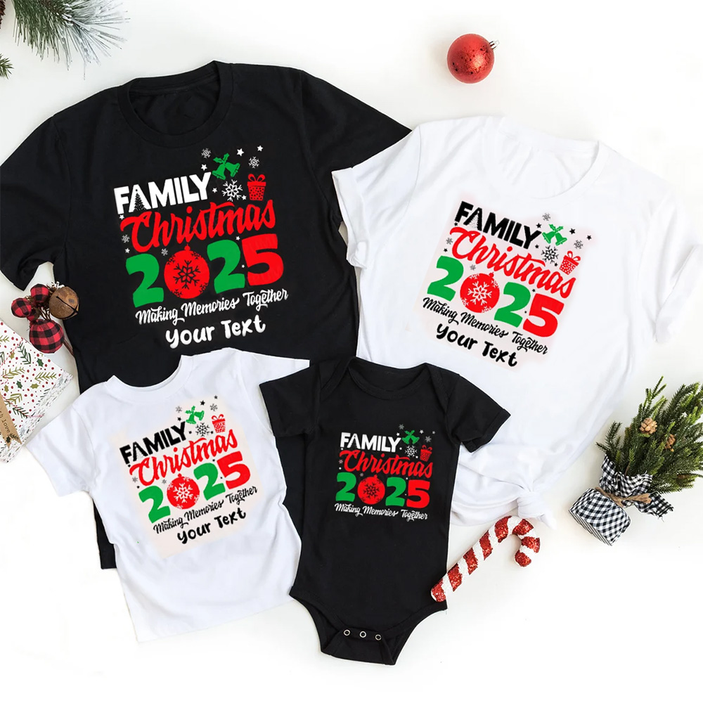 Personalized Christmas 2025 Family Matching T-Shirts
