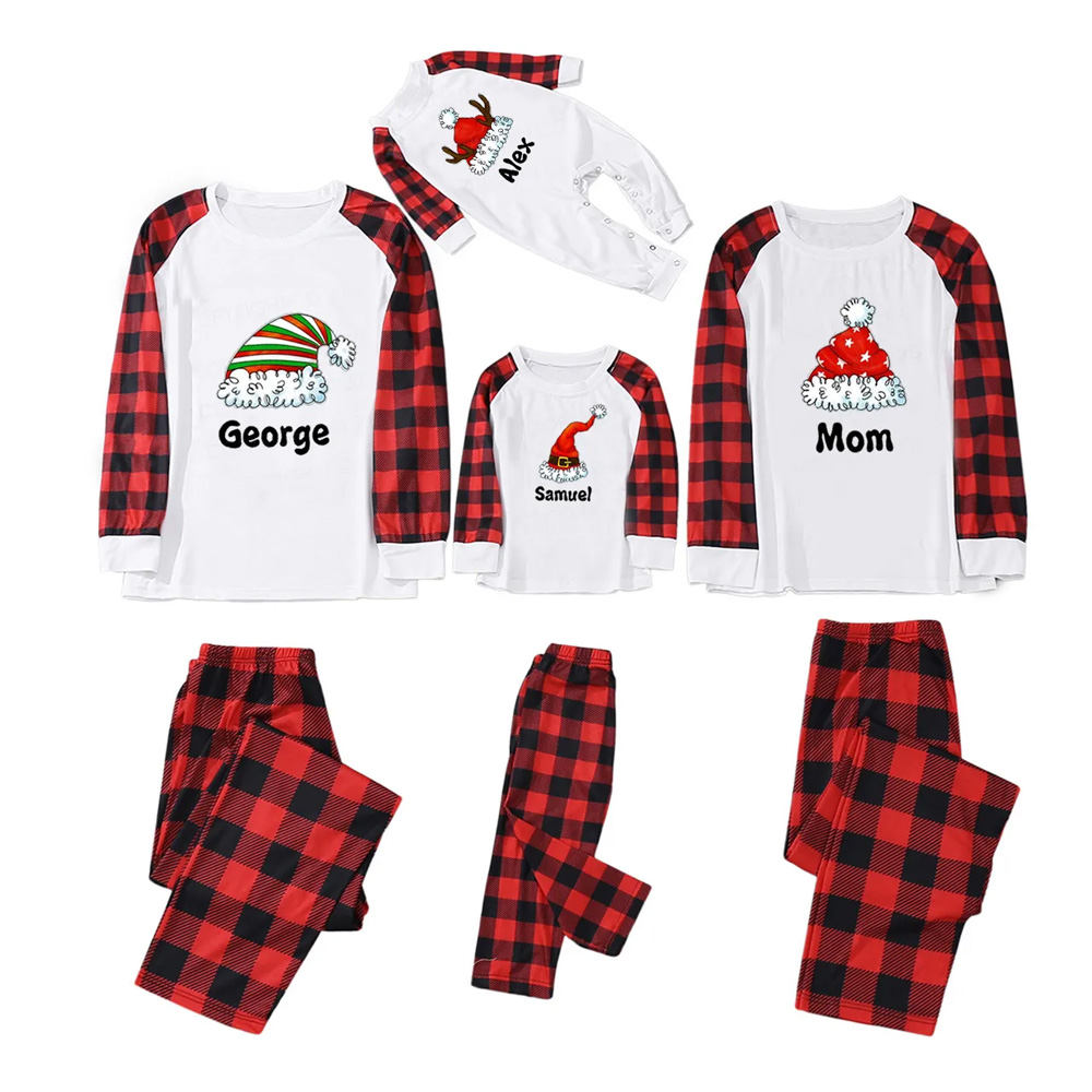Personalized Cute Christmas Hat With Customized Name Matching Pajamas