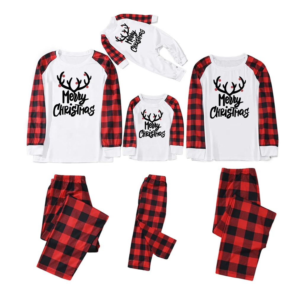 Black Antlers Christmas Family Matching Pajamas