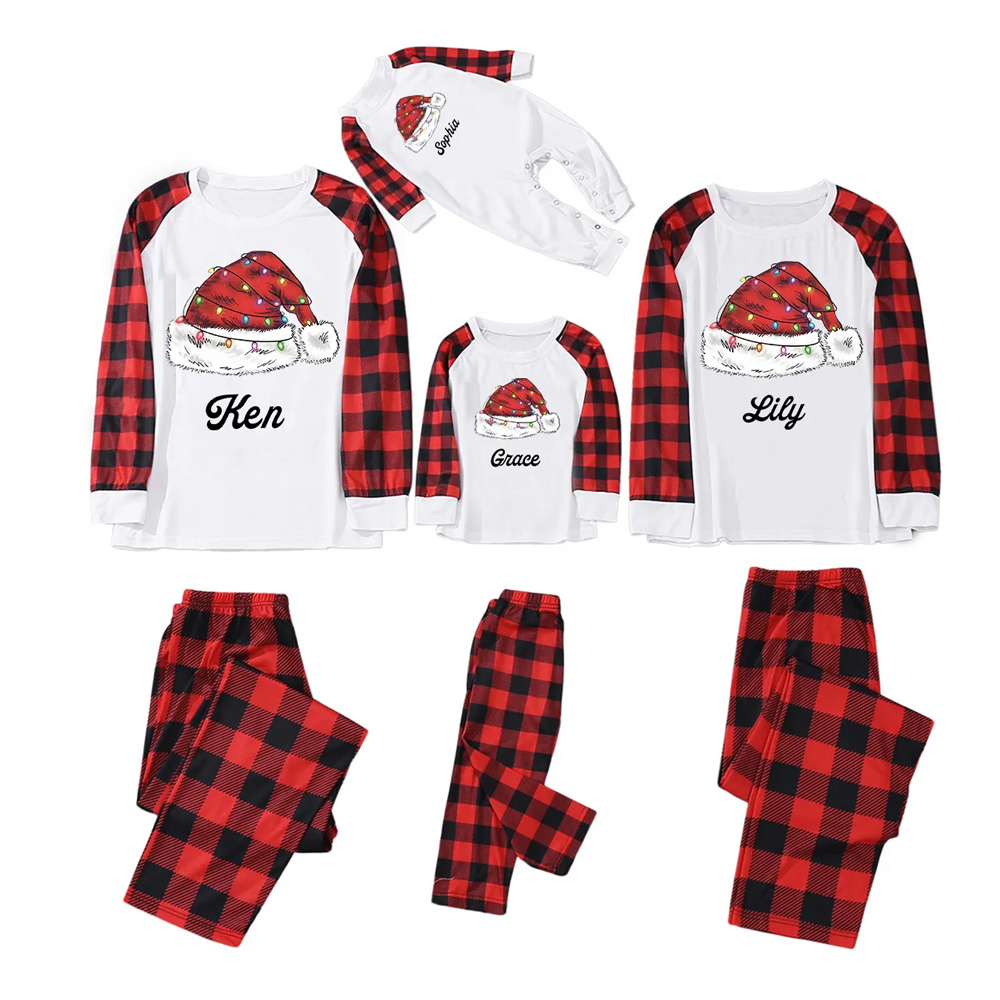 Personalized Merry Christmas Hat Family Matching Pajamas