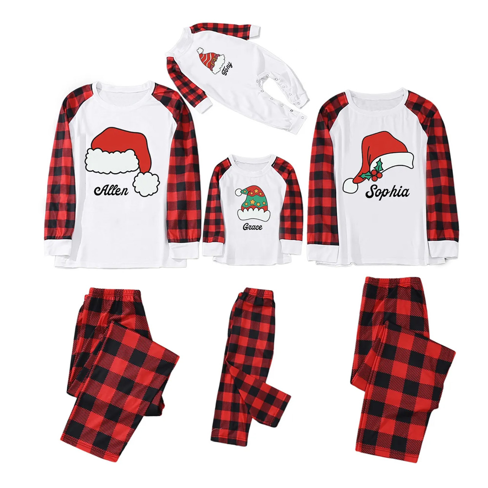 Personalized Santa Hat Christmas Family Matching Pajamas