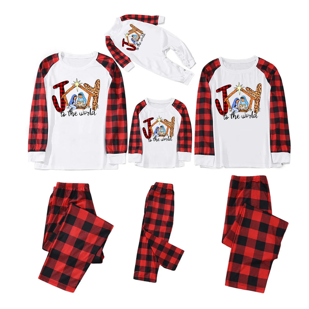 Joy to the World Christian Christmas Family Matching Pajamas