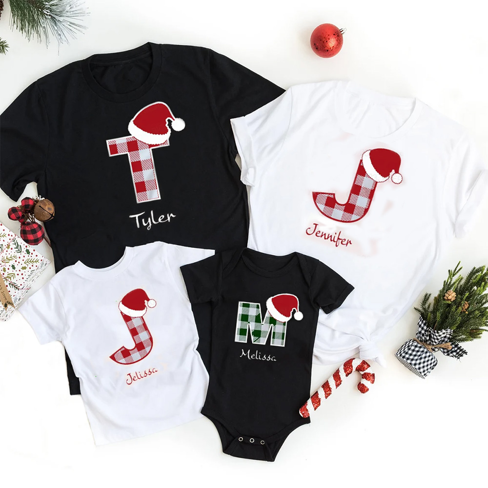 Personalized Monogrammed Plaid Christmas Family Shirts