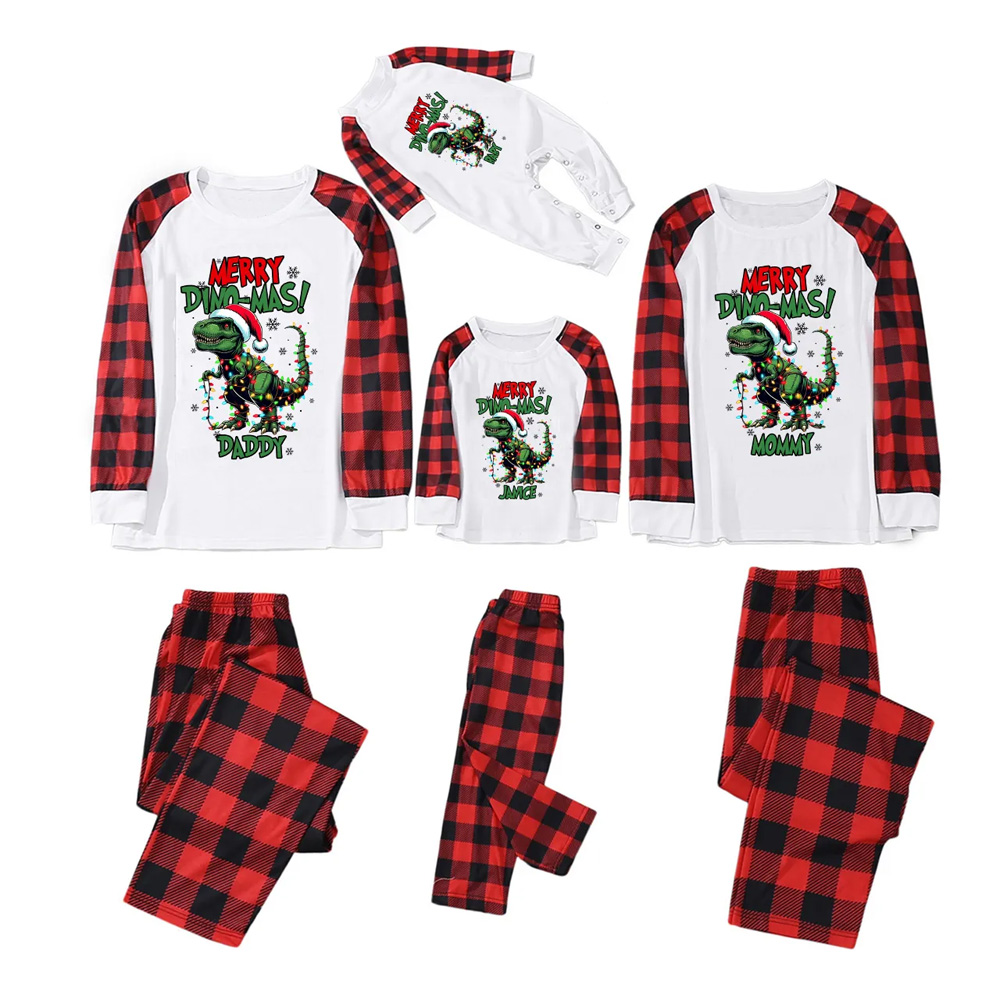 Personalized Christmas Dinosaur Family Matching Pajamas