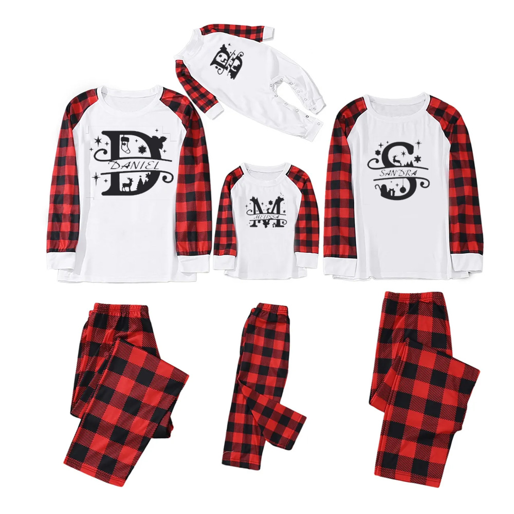 Personalized Elk Snowflake Element Family Matching Blue Pajamas