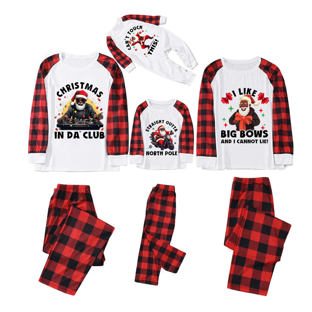 Black Santa Family Christmas Matching Pajamas