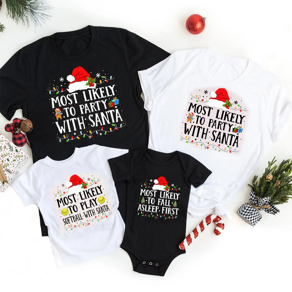 Most Likely Christmas Santa Hat Family Matching T-Shirts