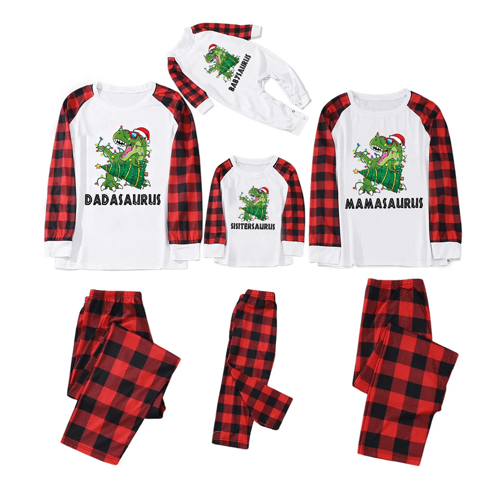 Personalized Dinosaur Christmas Family Matching Pajamas