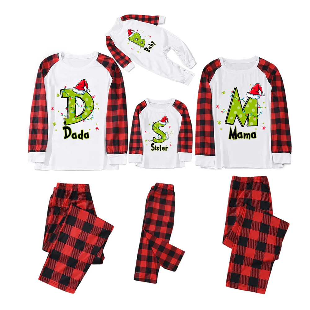 Personalized Festive Alphabet Fun Christmas Family Matching Pajamas