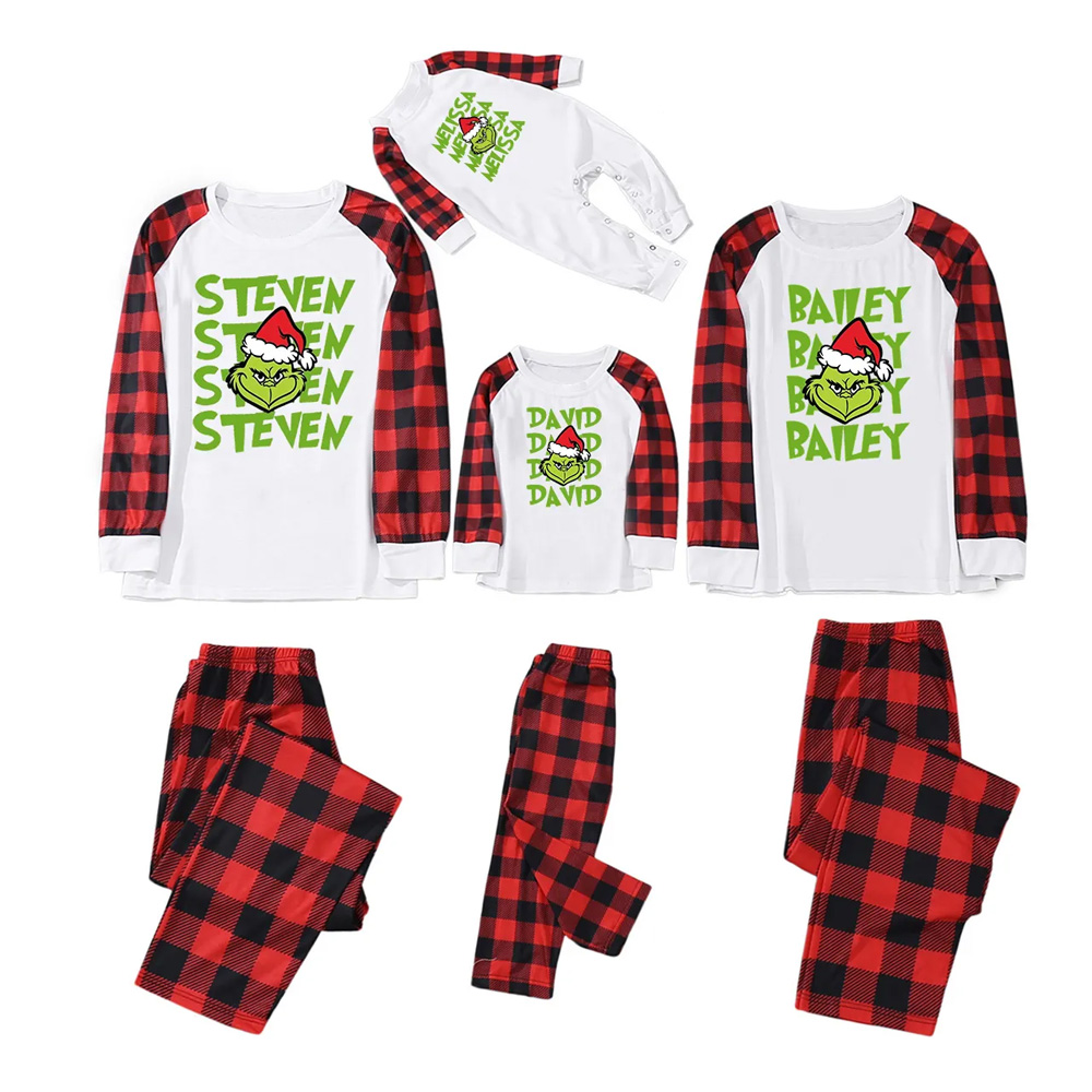 Personalized Green Name Family Matching Pajamas