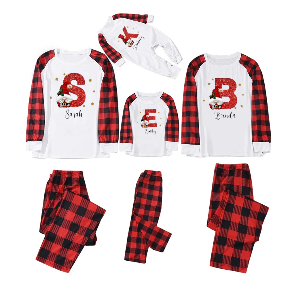 Personalized Christmas Red Name Family Matching Blue Pajamas