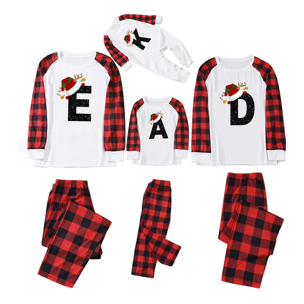 Personalized Christmas Alphabet Family Matching Blue Pajamas