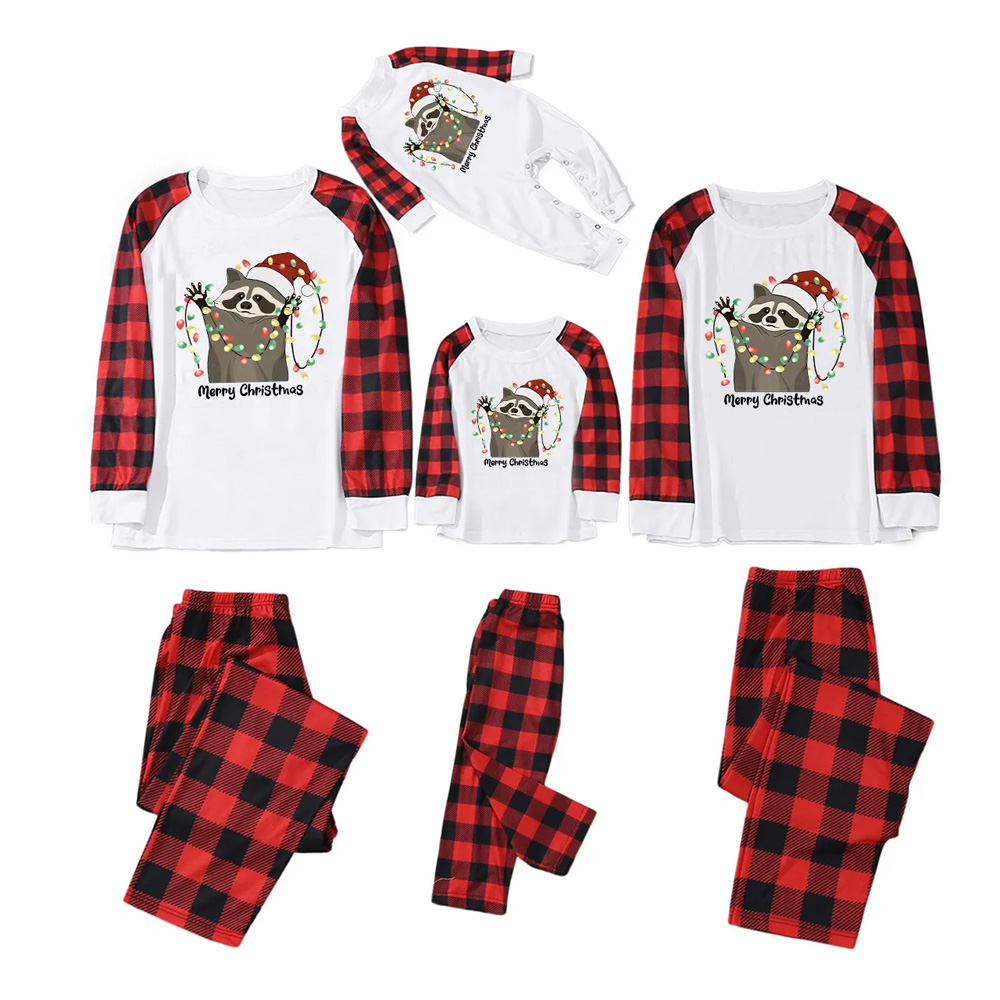 Christmas Raccoon Funny Animal Happy Holidays Gift Matching Pajamas