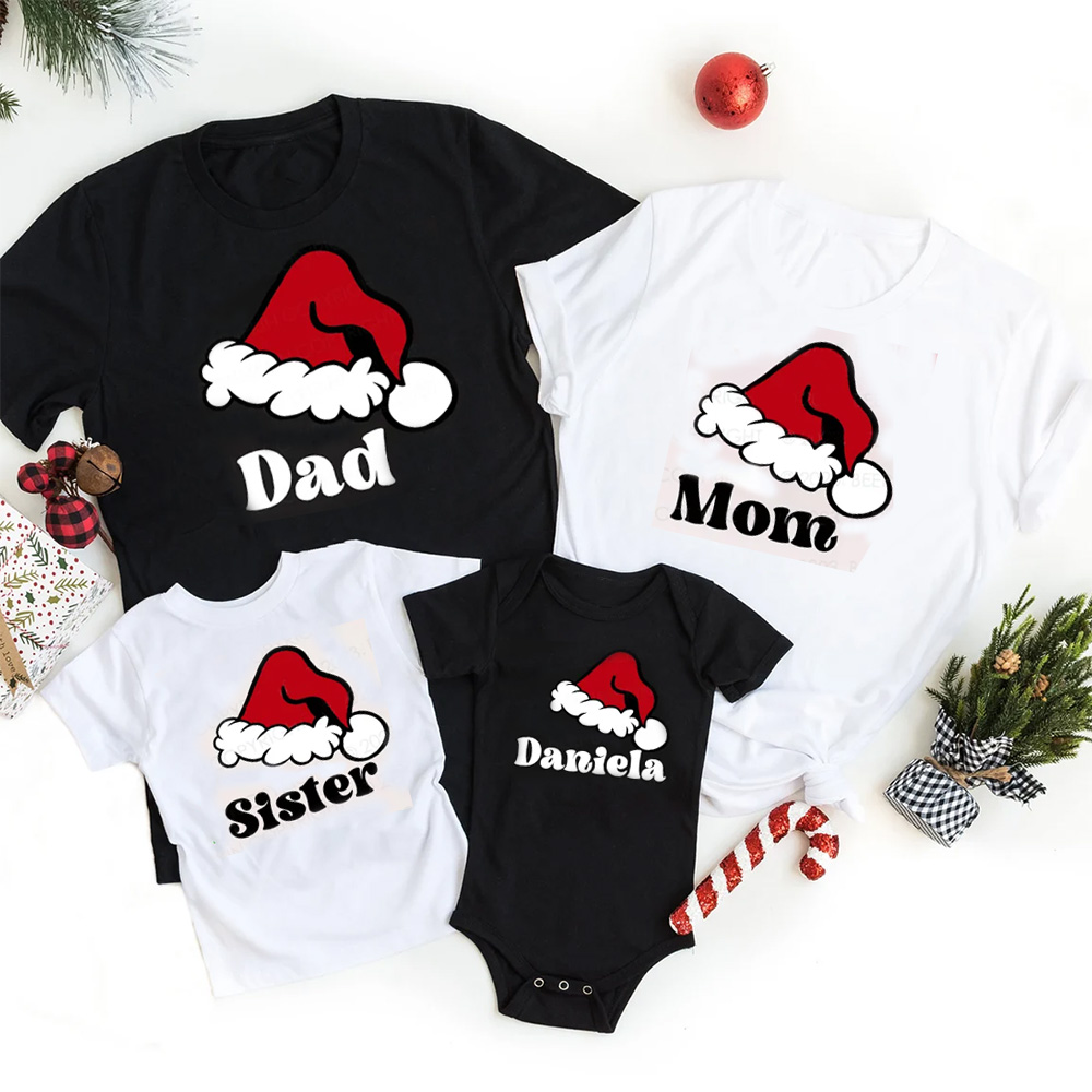 Santa Hat Personalized Matching Family Shirts