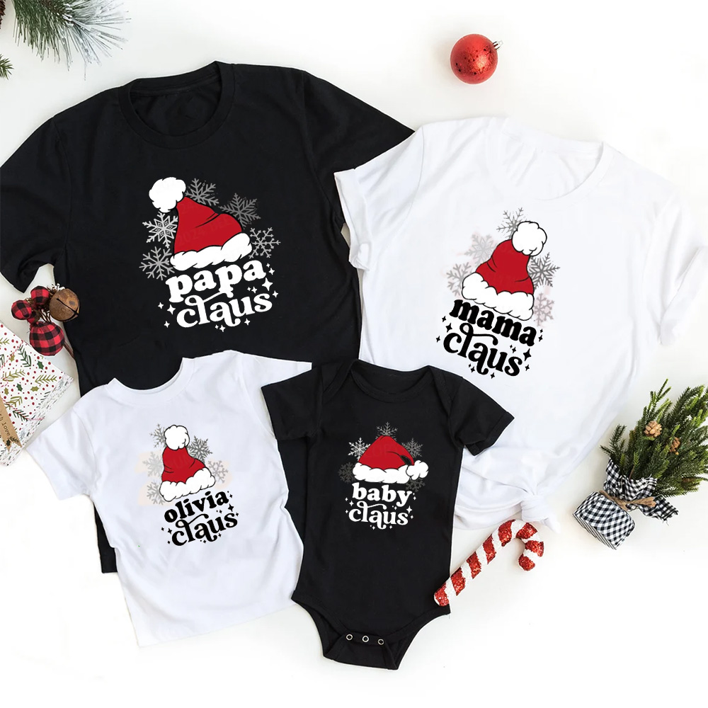Personalized Santa Claus Hat Family Matching T-Shirts