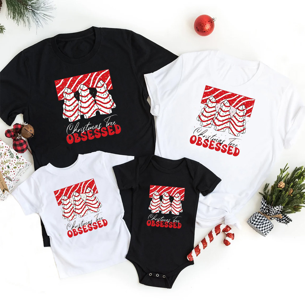 Christmas Tree Junkie Obsessed Retro Matching Shirts
