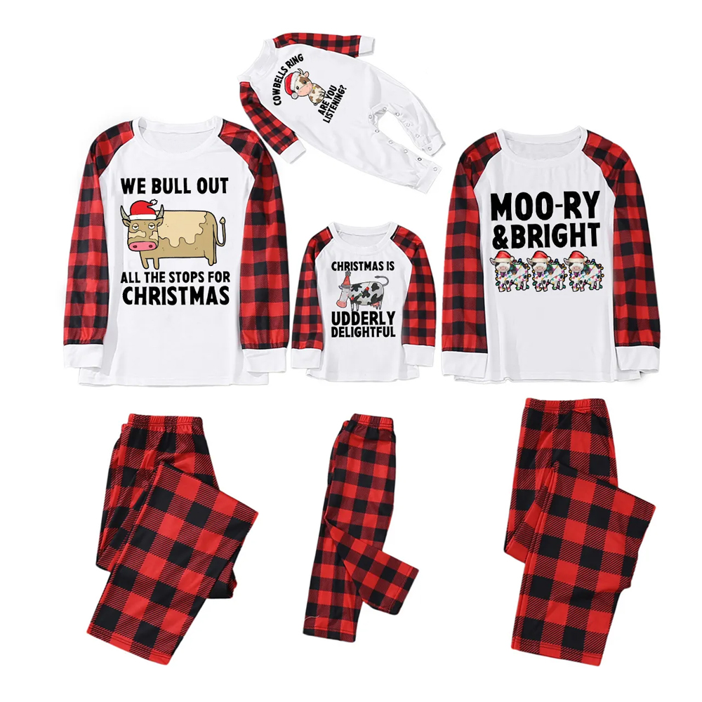 Funny Matching Family Cow Farm Christmas Pajamas