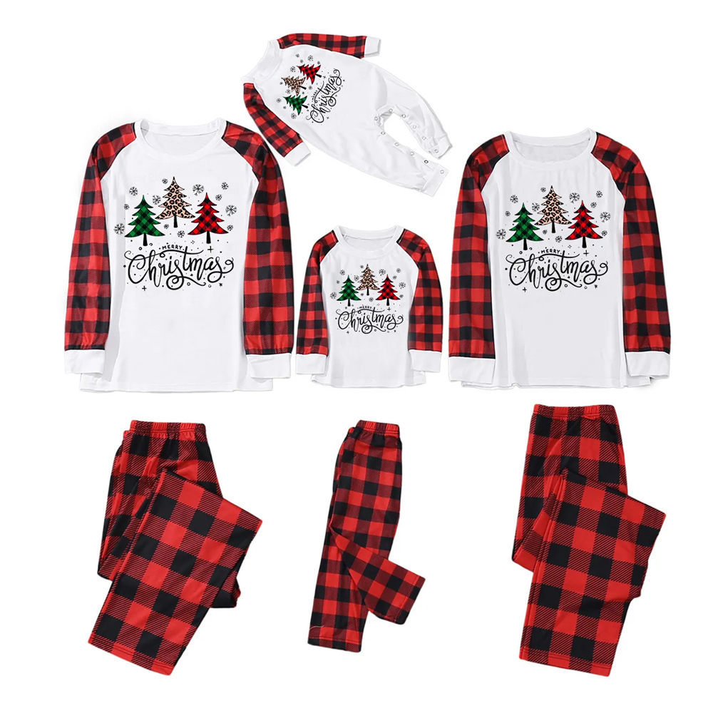 Leopard Print Christmas Tree Family Matching Pajamas