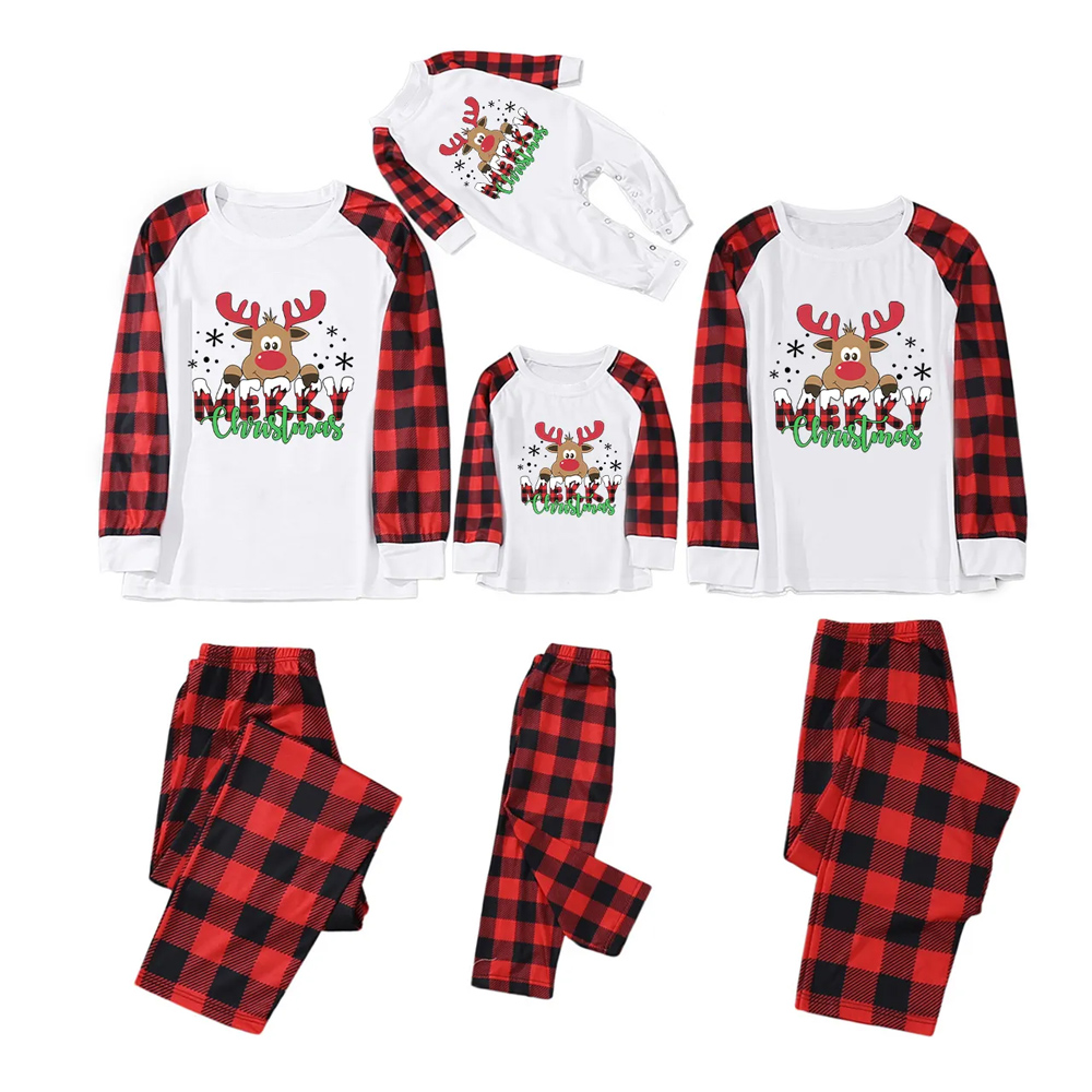 Merry Christmas Holiday Reindeer Chriatmas Family Matching Pajama Set