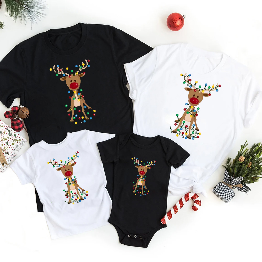 Chrismas Adorable Reindeer Classic Family Shirts