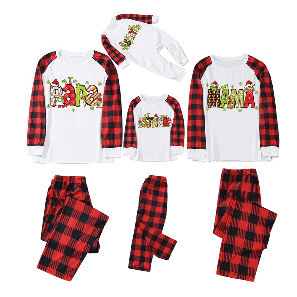 Personalized Christmas Doodle Letters Family Matching Pajamas