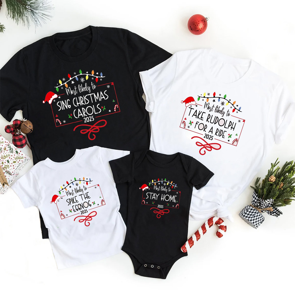 2025 Most Likely To Lanterns Christmas Matching T-Shirts