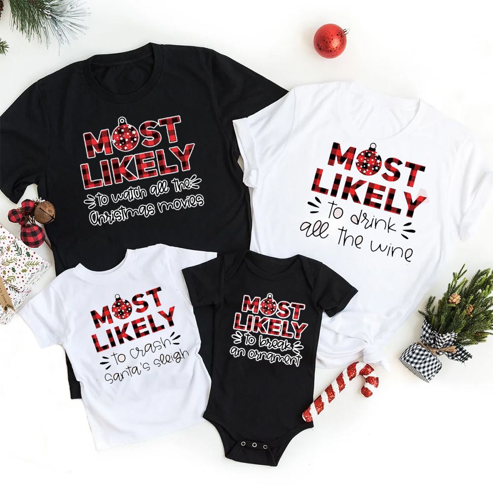 Matching Family Christmas Shirts With Design Most Likely To