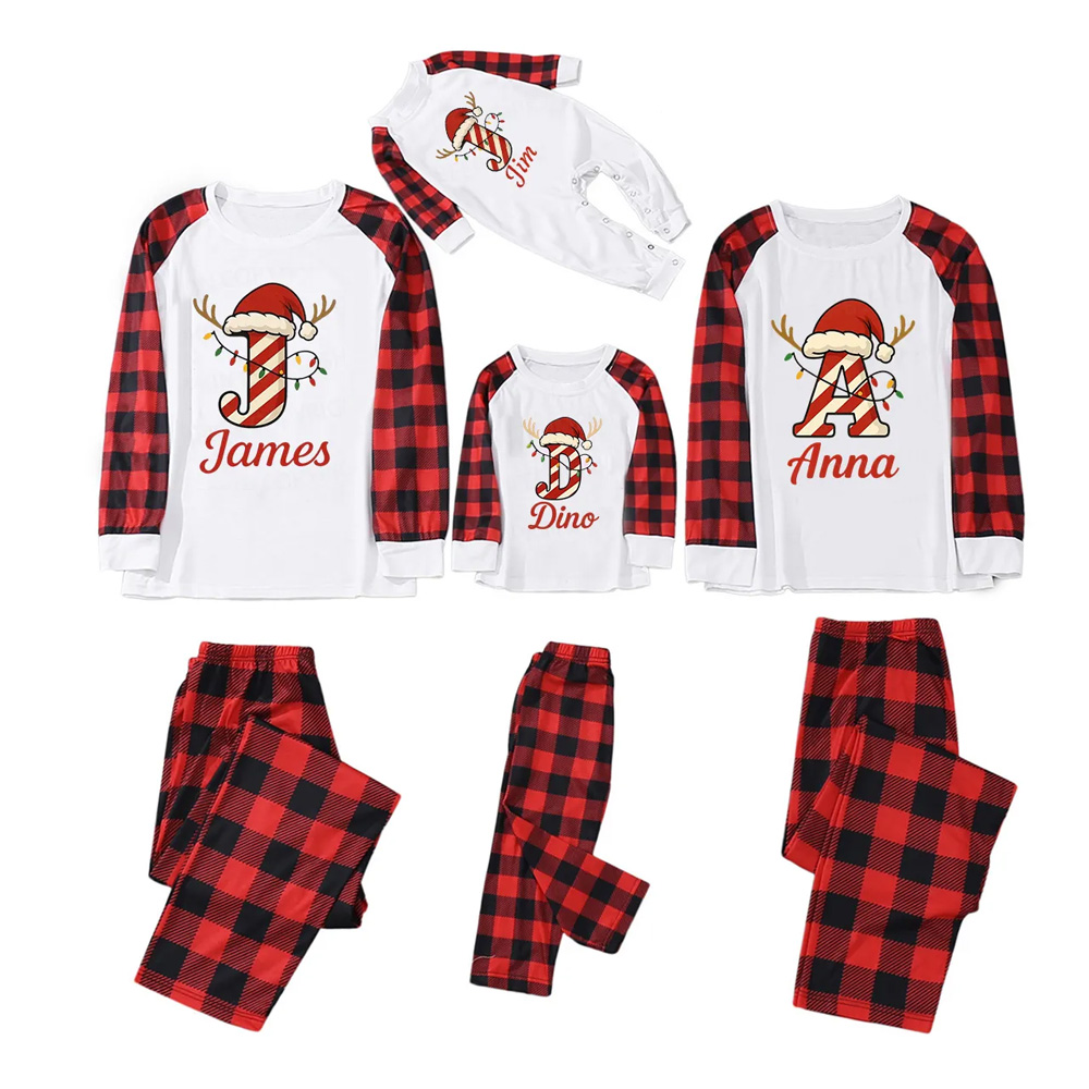 Personalized Candy Cane Name Family Matching Pajamas