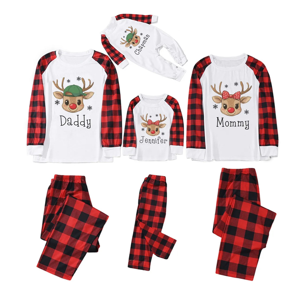 Personalized Reindeer Name Family Matching Pajamas